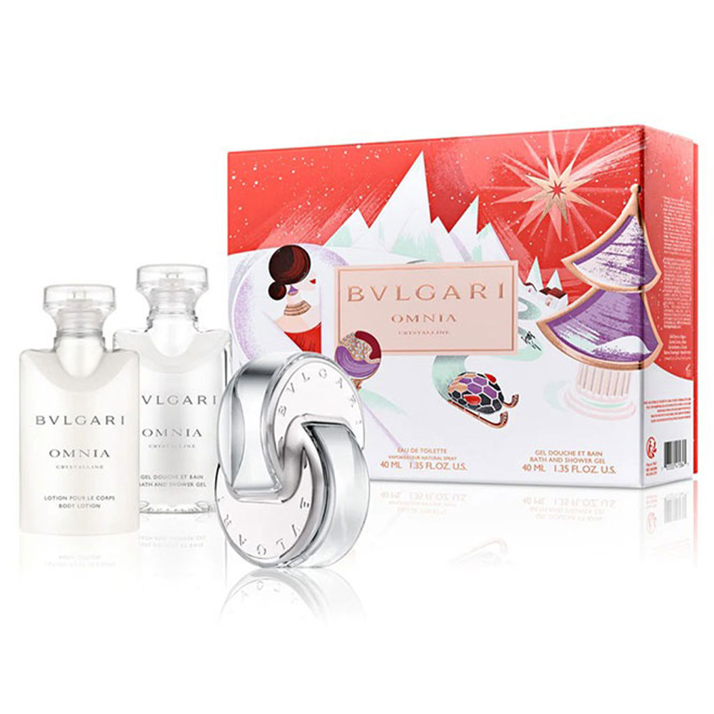 Bvlgari Omnia Crystalline Set 40ml EDT + 40ml Body Lotion + 40ml Shower Gel