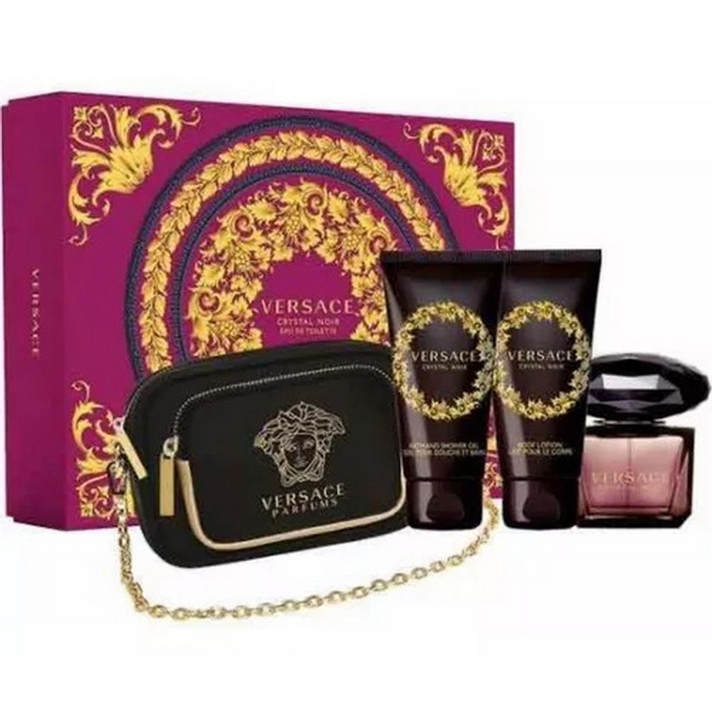 Versace Crystal Noir Set 90 ml edt + 100 ml gel za tusiranje + 100 ml losion + Torbica