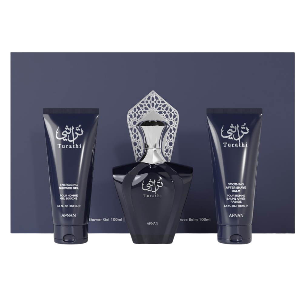 Afnan Turathi Homme Blue Set EDP 90ml + Aftershave balzam 100ml + gel za tuširanje 100ml