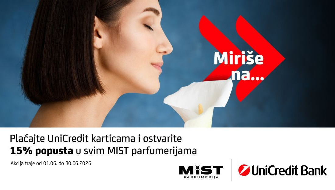 15% popusta uz UniCredit kartice u svim MiST parfumerijama