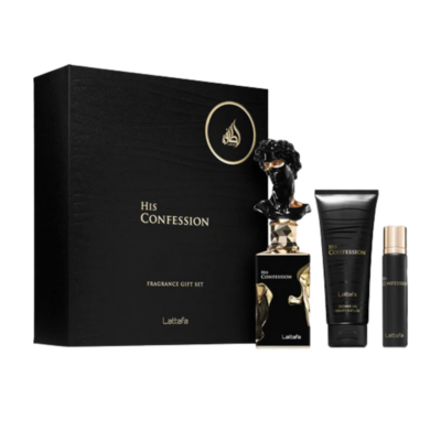Lattafa His Confession Set EDP 100ml + EDP Mini 12ml + Gel za tuširanje 100ml